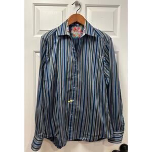 Robert Graham men's long-sleeve classic-fit striped with flip cuffs, Size L